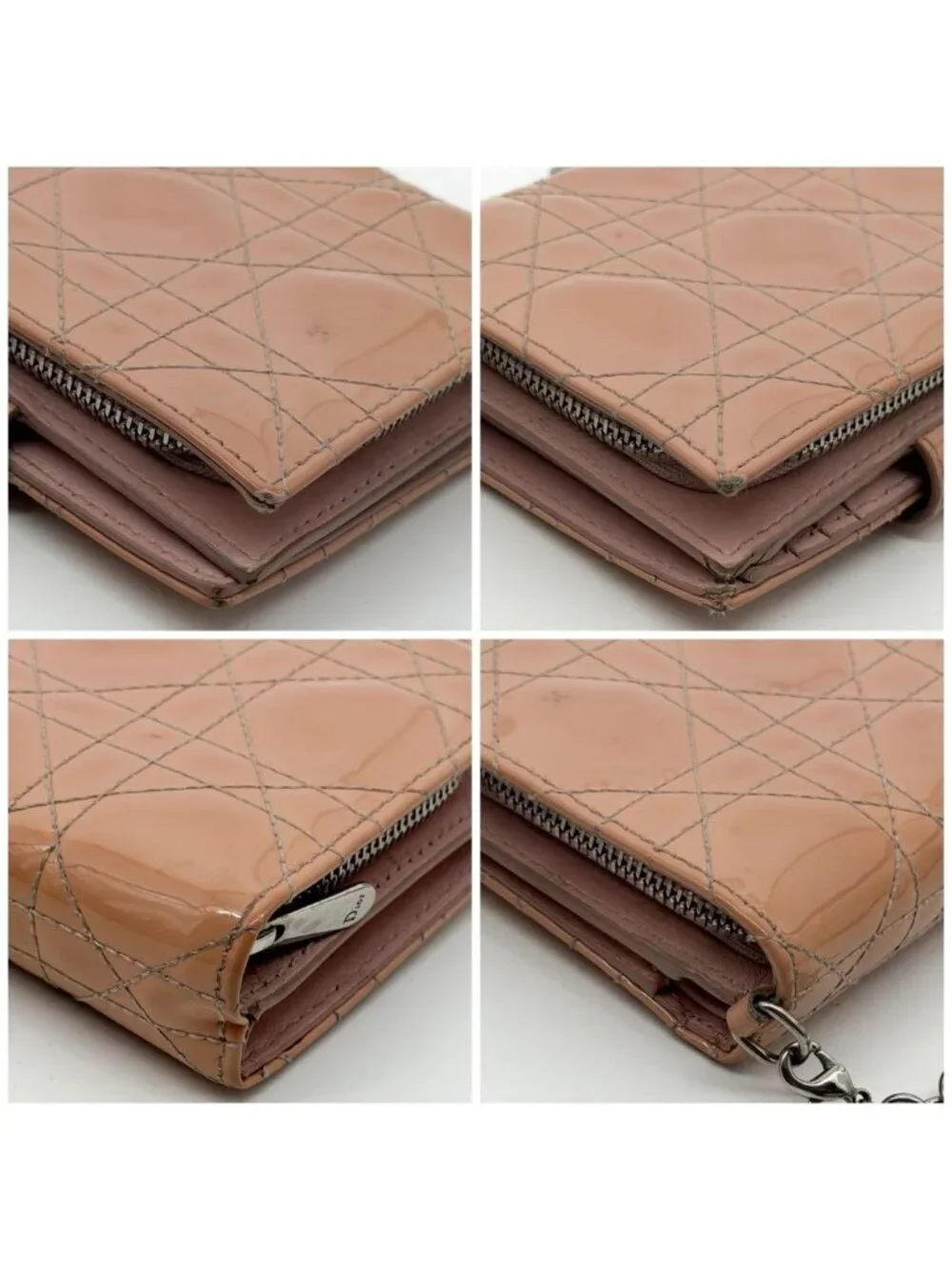 Dior Lady Dior Cannage Lotus Wallet Patent Pink